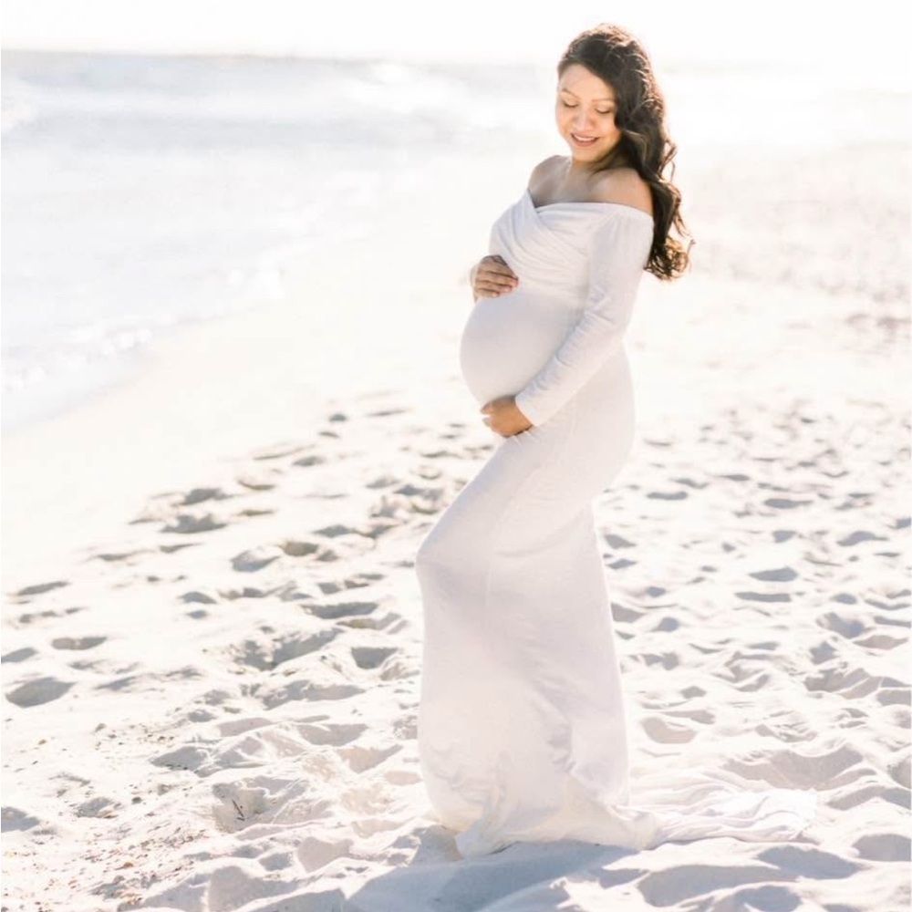 Elegant White Maternity Gown